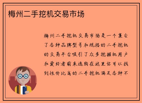 梅州二手挖机交易市场